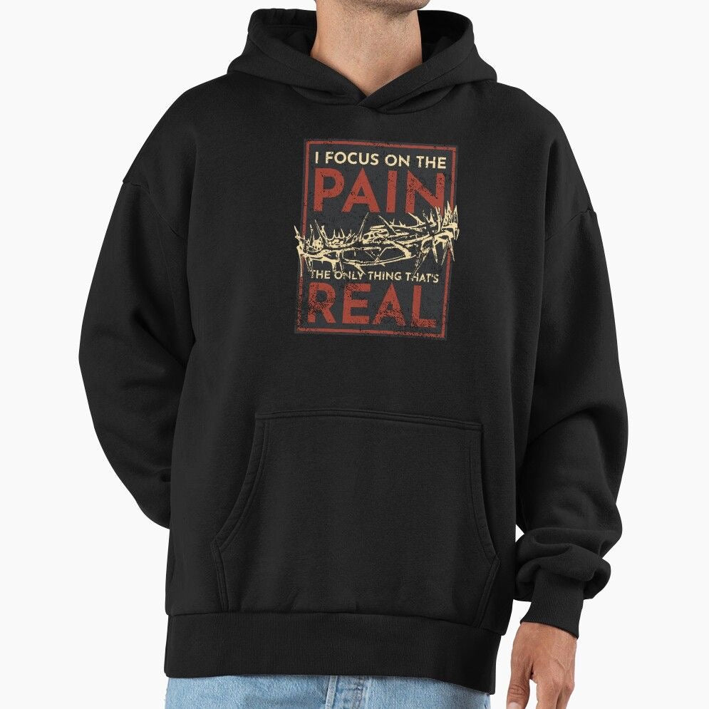 “The Pain Is Real” Gothic Grunge Hoodie | Dark Aesthetic Streetwear